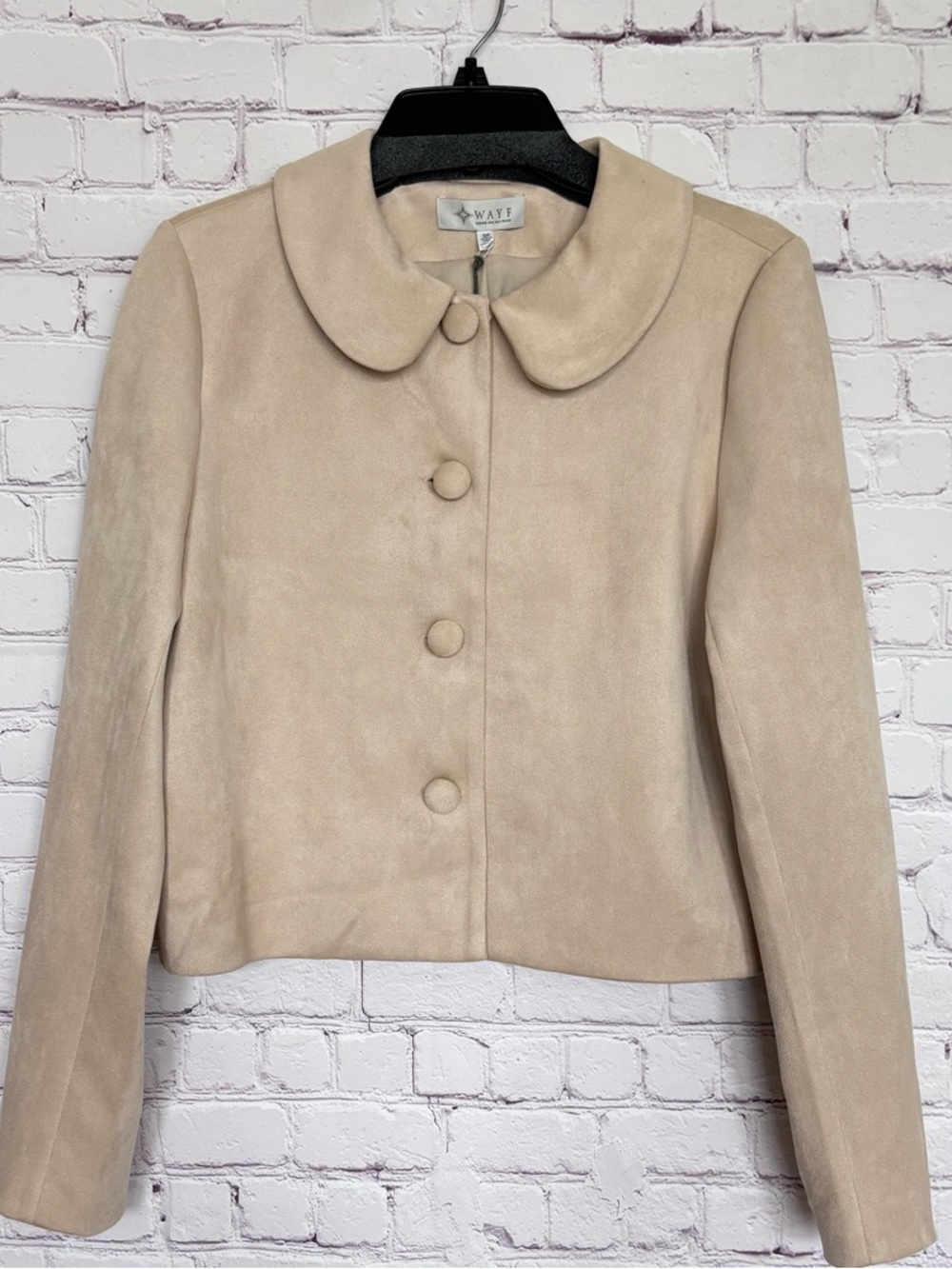 WAYF Elena Cream Cropped Suede-Like Button Front Jacket--NWT--S - Picture 12 of 16